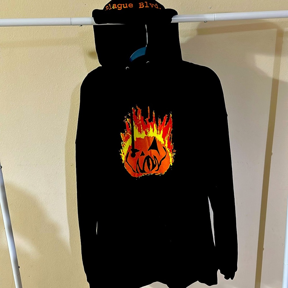 Plague Boulevard Men’s Halloween Jack-o’-lantern Hoodie size XXL